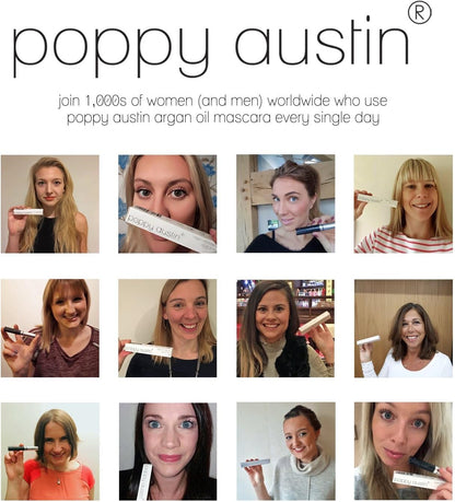 Poppy Austin - Vegan Mascara Brown Volume and Length Waterproof - Soft, Hypoallergenic Volume Mascara, Organic & Cruelty Free, 100% Natural Mascara for Sensitive Eyes (9g, Black)