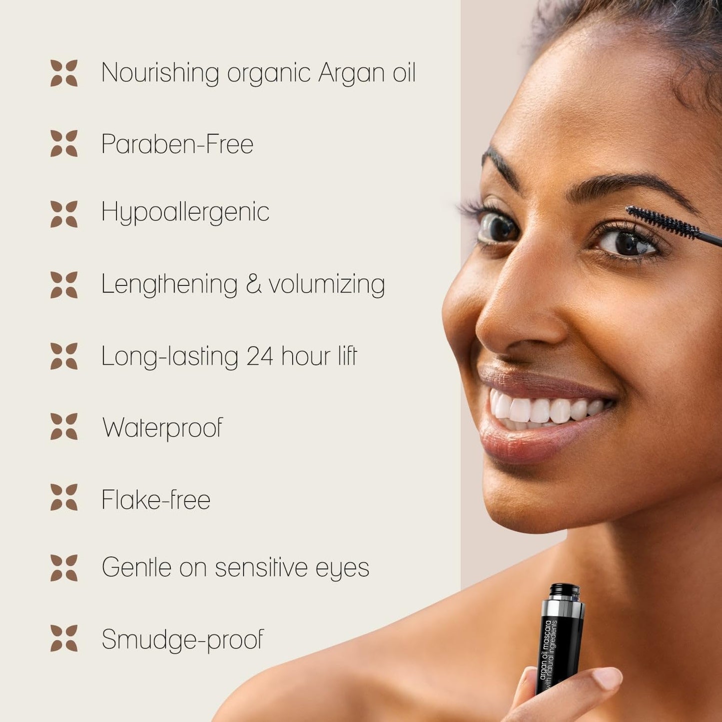 Poppy Austin - Vegan Mascara Brown Volume and Length Waterproof - Soft, Hypoallergenic Volume Mascara, Organic & Cruelty Free, 100% Natural Mascara for Sensitive Eyes (9g, Black)