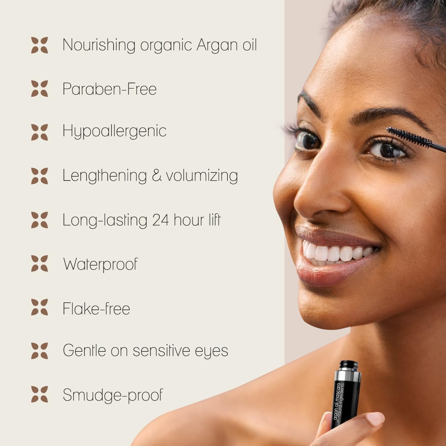 Poppy Austin - Vegan Mascara Brown Volume and Length Waterproof - Soft, Hypoallergenic Volume Mascara, Organic & Cruelty Free, 100% Natural Mascara for Sensitive Eyes (9g, Black)